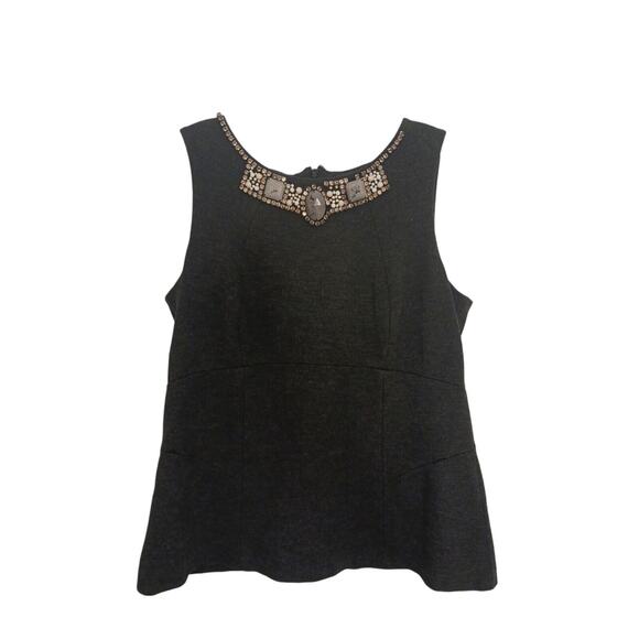 Cabi Top Size 12 Gray The Glitz Shell Sleeveless Beaded Career FLAW Read - Picture 4 of 7